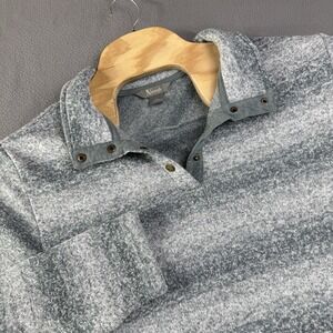 Natural Reflection Knit Fleece Shirt Womens XXL Blue Grey Pullover Snap Outdoors